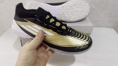 Unisex Adidas F50 Elite TF Artificial Turf Low-Tops Football Shoes - Gold/White/Black