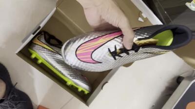 Men's Neymar x Nike Hypervenom Phantom Liquid Diamond FG Firm Ground Low-Tops Football Boots - Silver/Yellow/Pink/Gold