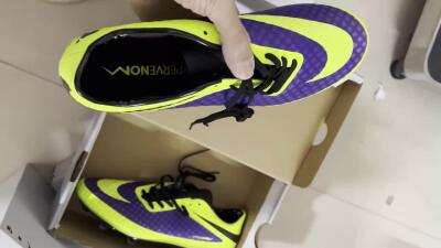 Men's Nike Hypervenom Phantom FG Firm Ground Low-Tops Football Boots - Purple/Yellow/Black