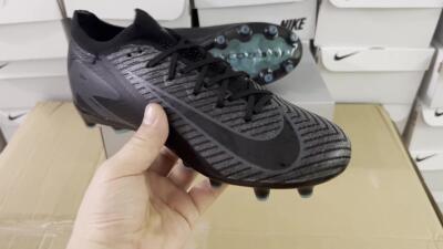 Unisex Nike Air Zoom Mercurial Vapor 16 Elite AG Artificial Grass Low-Tops Football Boots - Black/Grey/Blue