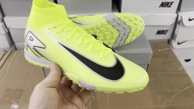 Unisex Nike Air Zoom Mercurial Superfly 10 Elite TF Artificial Turf High-Tops Football Shoes - Yellow/Silver/Black