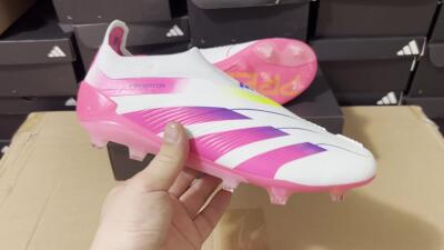 Men's Adidas Predator Elite 24 Laceless FG Firm Ground Low-Tops Football Boots - Jade/Blue/Pink