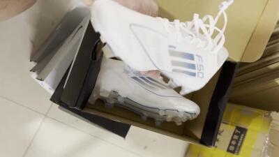 Men's Adidas F50 Elite FG Firm Ground Low-Tops Football Boots - White/Silver/Blue