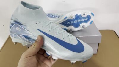 Men's Nike Air Zoom Mercurial Superfly 10 Elite SG Soft Ground High-Tops Football Boots - Jade/Blue/White