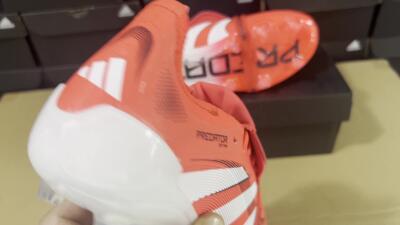 Unisex Adidas Predator Elite Foldover Tongue 2025 Pure Victory FG Firm Ground Low-Tops Football Boots - Lucid Red/White/Black