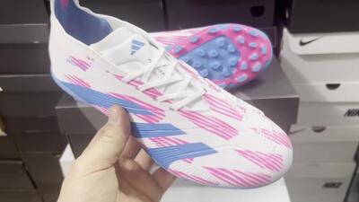 Unisex Adidas Predator Elite 24 MG Multi Ground Low-Tops Football Boots - White/Blue/Pink