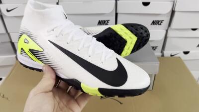 Unisex Nike Air Zoom Mercurial Superfly 10 Elite TF Artificial Turf High-Tops Football Shoes - White/Black/Yellow