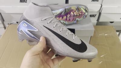 Unisex Nike Mercurial Superfly 10 Elite FG Firm Ground High-Tops Football Boots - Grey/Black/Blue/Gold