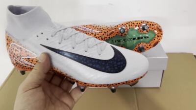 Men's Nike Air Zoom Mercurial Superfly 10 Elite SG Soft Ground High-Tops Football Boots - Grey/Black/Leopard