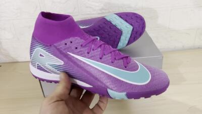 Unisex Nike Air Zoom Mercurial Superfly 10 Elite TF Artificial Turf High-Tops Football Shoes - Purple/Jade/White