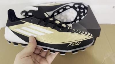 Unisex Adidas F50 Elite Messi MG Multi Ground Low-Tops Football Boots - Gold/Black/White
