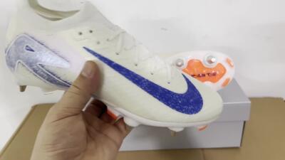 Men's Nike Air Zoom Mercurial Vapor 16 Elite SG Soft Ground Low-Tops Football Boots - Beige/Blue/White