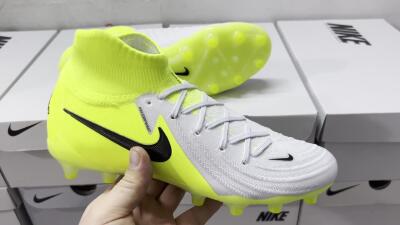 Men's Nike Phantom Luna Elite AG Artificial Grass High-Tops Football Boots - Grey/Yellow/Black