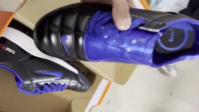 Men's Nike Total 90 II TF Artificial Turf Low-Tops Football Shoes - Black/Blue/White