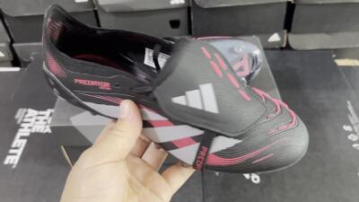 Unisex Adidas Predator Elite Foldover Tongue FG Firm Ground Low-Tops Football Boots - Black/White/Red
