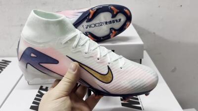 Unisex Nike Air Zoom Mercurial Superfly 10 Elite FG Firm Ground High-Tops Football Boots - Jade/Pink/Gold