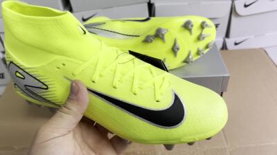 Men's Nike Air Zoom Mercurial Superfly 10 Academy AG Artificial Grass High-Tops Football Boots - Yellow/Black/Silver