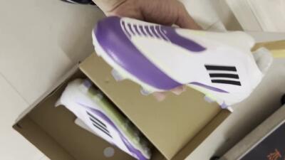 Men's Messi x Adidas F50 Elite Laceless FG Firm Ground Low-Tops Football Boots - White/Black/Purple