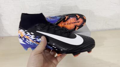 Unisex Nike Air Zoom Mercurial Superfly 10 Elite FG Firm Ground High-Tops Football Boots - Black/Blue/Orange