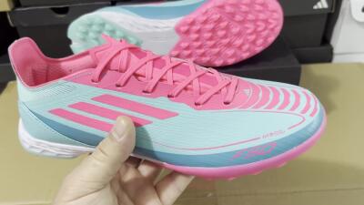 Unisex Adidas F50 Elite TF Artificial Turf Low-Tops Football Shoes - Jade/Pink/White