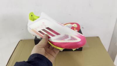 Unisex Adidas F50+ Elite Lightstrike Pro Laceless FG Firm Ground Low-Tops Football Boots - White/Red/Yellow