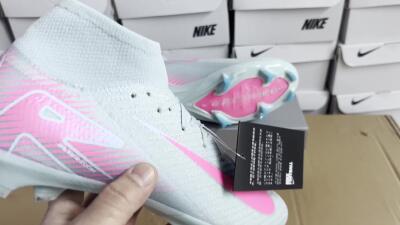 Men's Nike Air Zoom Mercurial Superfly 10 Elite FG Firm Ground High-Tops Football Boots - Jade/Pink/Silver