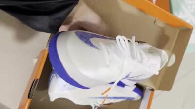 Men's Nike Air Zoom Mercurial Vapor 16 Elite IC Indoor & Futsal Low-Tops Football Shoes - Beige/Blue/White