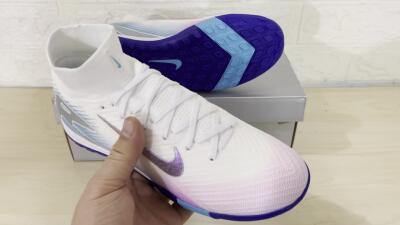 Unisex Nike Air Zoom Mercurial Superfly 10 Elite TF Artificial Turf High-Tops Football Shoes - White/Purple/Blue