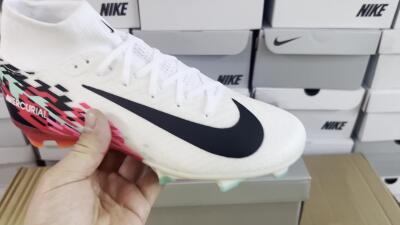 Men's Nike Air Zoom Mercurial Superfly 10 Elite FG Firm Ground High-Tops Football Boots - White/Black/Red