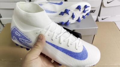 Unisex Nike Air Zoom Mercurial Superfly 10 Elite AG Artificial Grass High-Tops Football Boots - Beige/White/Blue