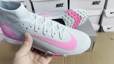 Men's Nike Air Zoom Mercurial Superfly 10 Elite TF Artificial Turf High-Tops Football Shoes - Jade/Pink/White