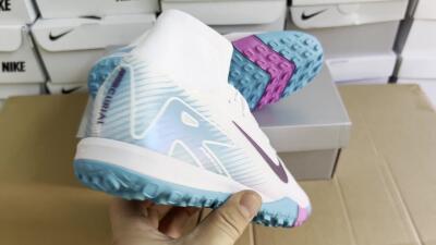 Unisex Nike Air Zoom Mercurial Superfly 10 Elite TF Artificial Turf High-Tops Football Shoes - White/Purple/Blue