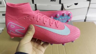 Unisex Nike Air Zoom Mercurial Superfly 10 Elite AG Artificial Grass High-Tops Football Boots - Pink/Jade