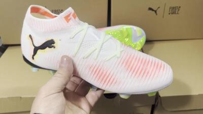 Men's Puma Future 8 Ultimate FG Firm Ground Low-Tops Football Boots - White/Red/Yellow