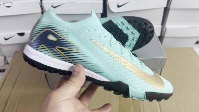 Unisex Nike Air Zoom Mercurial Vapor 16 Elite TF Artificial Turf Low-Tops Football Shoes - Jade/Gold/Blue