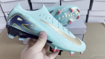 Unisex Nike Air Zoom Mercurial Vapor 16 Elite FG Firm Ground Low-Tops Football Boots - Jade/Gold/Blue