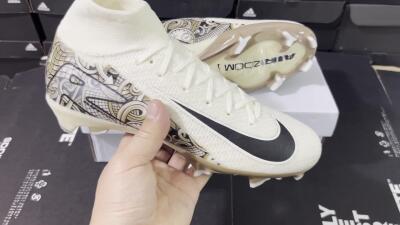 Men's Nike Air Zoom Mercurial Superfly 10 Elite FG Firm Ground High-Tops Football Boots - Beige/Black/Yellow