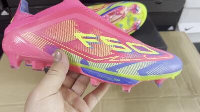 Unisex Adidas F50+ Elite Laceless FG Firm Ground Low-Tops Football Boots - Red/Yellow/Blue