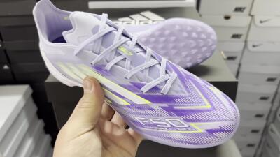 Men's Adidas F50 Elite TF Artificial Turf Low-Tops Football Shoes - Purple/Yellow/White