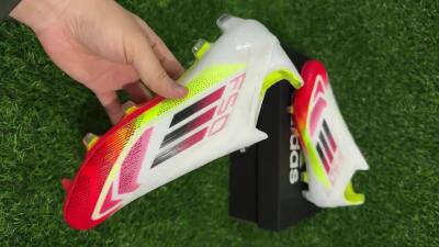 Unisex Adidas F50 Elite Laceless FG Firm Ground Low-Tops Football Boots - White/Red/Yellow