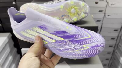 Men's Adidas F50+ Elite Laceless FG Firm Ground Low-Tops Football Boots - Blue/White/Yellow