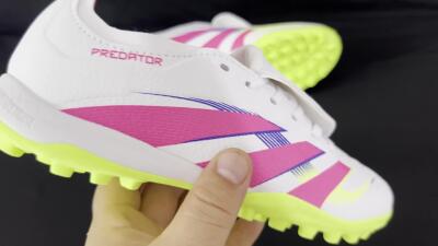 Men's Adidas Predator 25 Elite Foldover Tongue TF Artificial Turf Low-Tops Football Shoes - White/Pink/Yellow