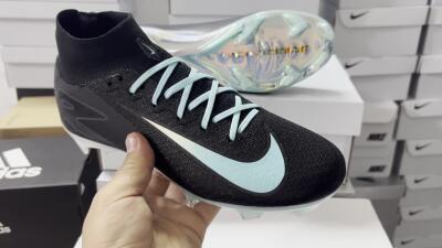 Unisex Nike Air Zoom Mercurial Superfly 10 Elite FG Firm Ground High-Tops Football Boots - Black/Jade