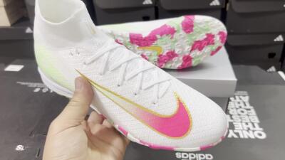 Unisex Nike Air Zoom Mercurial Superfly 10 Elite TF Artificial Turf High-Tops Football Shoes - White/Red/Gold