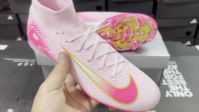 Unisex Nike Air Zoom Mercurial Superfly 10 Elite FG Firm Ground High-Tops Football Boots - White/Red/Gold