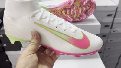 Unisex Nike Air Zoom Mercurial Superfly 10 Elite FG Firm Ground High-Tops Football Boots - White/Red/Gold