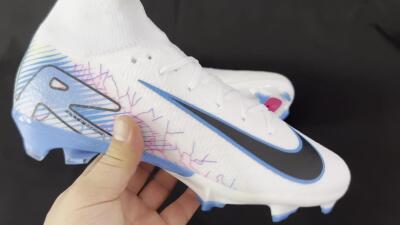 Unisex Nike Air Zoom Mercurial Superfly 10 Elite FG Firm Ground High-Tops Football Boots - White/Blue/Black