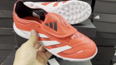 Unisex Adidas Predator 25 Elite Foldover Tongue TF Artificial Turf Low-Tops Football Shoes - Red/White/Black