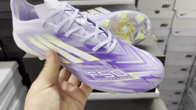 Men's Adidas F50 Elite FG Firm Ground Low-Tops Football Boots - Purple/Silver/Yellow