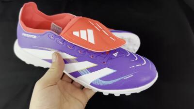 Unisex Adidas Predator Elite Foldover Tongue TF Artificial Turf Low-Tops Football Shoes - Blue/White/Red